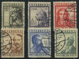 STERREICH 591-96 O, 1934, Baumeister Mit Zeitgerechten Tagesstempeln, Prachtsatz, Fotobefund Soecknick, Mi. 350.- - Oblitérés