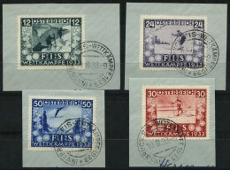 STERREICH 551-54 BrfStk, 1933, FIS I Mit Sonderstempeln Auf Briefstücken, Prachtsatz, Mi. 350.- - Autres & Non Classés