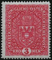 STERREICH 205I *, 1917, 3 Kr. Dunkellilarot, Type I, Falzrest, Pracht, Mi. 60.- - Oblitérés