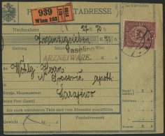 STERREICH 198 BRIEF, 1918, 90 H. Schwärzlichrotkarmin Auf Paketkarte Von Wien Nach Sarajewo, Feinst - Oblitérés