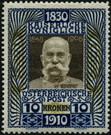 STERREICH 177 **, 1910, 10 Kr. 80. Geburtstag, Pracht, Mi.450.- - Oblitérés