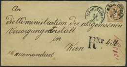 STERREICH 44/5,47 BRIEF, 1884, 2, 3 Kr. Doppeladler Und Rückseitiges Reco-Porto 10 Kr. Doppeladler Auf Brief Von M& - Oblitérés