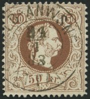 STERREICH 41II O, 1874, 50 Kr. Braun, Feiner Druck, Mit Wz., K2 GELD-ANWEISUNG, Pracht - Oblitérés