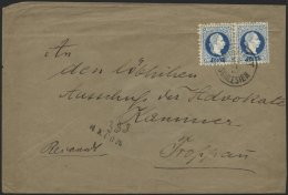 STERREICH 38II Paar BRIEF, 1882, 10 Kr. Blau, Feiner Druck, Im Waagerechten Paar Auf Reco-Brief Von Schlesien Nach Tropp - Oblitérés