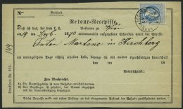 STERREICH 38I BRIEF, 1870, 10 Kr. Blau, Grober Druck, Auf Nicht Quitierter Retour-Recepisse Mit K2 HABSBURGGASSE WIEN, F - Oblitérés