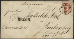 STERREICH 37/8II BRIEF, 1875, 5 Kr. Rot Und 10 Kr. Blau (rückseitig), Feiner Druck, Auf Reco-Brief Von GABEL Nach R - Oblitérés