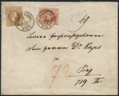 STERREICH 37I,39I BRIEF, 1870, 5 Kr. Karmin Und 15 Kr. Braun, Grober Druck, Auf Reco-Brief Mit K2 HABSBURGGASSE WIEN Nac - Oblitérés