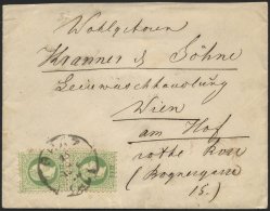 STERREICH 36II BRIEF, 1878, 3 Kr. Grün, Feiner Druck, 2x Auf Brief Von Graz Nach Wien, Obere Marke Zahnfehler Sonst - Oblitérés