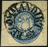 STERREICH 33 BrfStk, 1863, 10 Kr. Blau, Mit Wz., Mit Seltenem Stummen K2 RECOMMDIRT, Prachtbriefstück, Signiert - Oblitérés