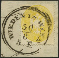 STERREICH 24 BrfStk, 1863, 2 Kr. Gelb, K2 WIEDEN IN WIEN, Prachtbriefstück - Oblitérés