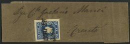 STERREICH 16c BRIEF, 1858, 1.05 Kr. Tiefdunkelblau, Allseits Breitrandig, Mit L2 TRENTO Auf Schleife, Pracht, Signiert, - Oblitérés