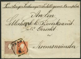 STERREICH 13/4II BRIEF, 1859, 5 Kr. Rot Und 10 Kr. Braun, Type II, Auf Brief Mit R4 PRAG An Das Gericht In Kremsmün - Autres & Non Classés