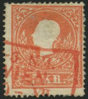 STERREICH 13I O, 1858, 5 Kr. Rot, Type I, Roter R3, Feinst (helle Stelle) - Autres & Non Classés