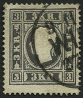 STERREICH 11IbPFI O, 1858, 3 Kr. Grauschwarz, Type Ib, Sog. Bulldoggenkopf, Pracht, Gepr. Dr. Ferchenbauer, Mi. 500.- - Autres & Non Classés