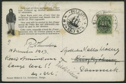 NORWEGEN 78 BRIEF, 1924, Fram - Karte, Rechts Gezähnt, Von POLHAVET Nach Dänemark, Feinst - Altri & Non Classificati