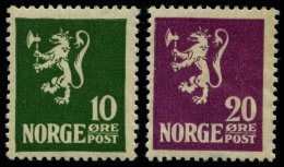 NORWEGEN 105/6 **, 1922/3, 10 Und 20 Ø Wappenlöwe, 2 Prachtwerte, Mi. 140.- - Usati