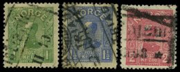 NORWEGEN 67-69 O, 1907, König Haakon VII, Satz Feinst, Mi. 220.- - Used Stamps
