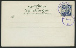 NORWEGEN Brief , 1899, Offizielle Postkarte Des Touristikhotel Advent-Bay Mit Privatwertzeichen Der Vesteraalens Dampski - Used Stamps