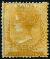 MALTA 2B *, 1863, 1/2 P. Braunorange, Gezähnt K 14, Falzreste, Kleiner Zahnfehler Sonst Pracht, Mi. 120.- - Malte