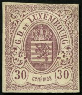 LUXEMBURG 9 (*), 1859, 30 C. Rotlila, Kleine Gummireste, Pracht, Gepr. Bühler, Mi. 360.- - Servizio