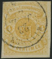 LUXEMBURG 5 O, 1860, 4 C. Gelb, Kabinett, Gepr. U.a. Drahn, Mi. (220.-) - Service