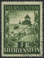 LIECHTENSTEIN 309 O, 1952, 5 Fr. Vaduz, Pracht, Mi. 250.- - Other & Unclassified