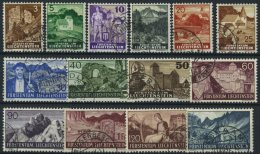 LIECHTENSTEIN 156-69 O, 193/8, Landschaften, Schlösser Und Burgen, Prachtsatz, Mi. 150.- - Autres & Non Classés