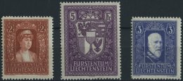LIECHTENSTEIN 140-42 *, 1933, Fürstenpaar Und Landeswappen, Falzreste, Prachtsatz - Autres & Non Classés