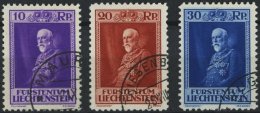 LIECHTENSTEIN 122-24 O, 1933, 80. Geburtstag, üblich Gezähnter Prachtsatz, Mi. 150.- - Other & Unclassified