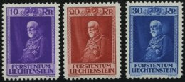 LIECHTENSTEIN 122-24 *, 1933, 80. Geburtstag, Falzrest, Prachtsatz - Autres & Non Classés