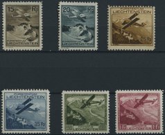 LIECHTENSTEIN 108-13 *, 1930, Flugzeug über Landschaften, Falzreste, Prachtsatz - Otros & Sin Clasificación