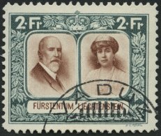 LIECHTENSTEIN 107B O, 1930, 2 Fr. Fürstenpaar, Gezähnt L 111/2, Pracht, Mi. 150.- - Other & Unclassified