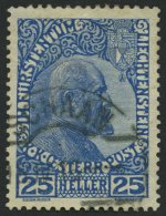 LIECHTENSTEIN 3ya O, 1915, 25 H. Dunkelkobalt, Normales Papier, Pracht, Mi. 220.- - Andere & Zonder Classificatie