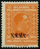 JUGOSLAWIEN 221 **, 1928, 30 Din. Orange, üblich Gezähnt Pracht, Mi. 400.- - Otros & Sin Clasificación