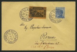 ITALIEN 1928, Nordpolflug Der ITALIA, Brief Vom Funker Der Italia Nach Rom, Mit Blauer 25 C. Marke Und Spitsbergen-Vigne - Unclassified
