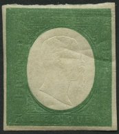 SARDINIEN 7c *, 1854, 5 C. Dunkelgrün (Sassone Nr. 10a), Falzreste, Herstellungsbedingte Leichte Gummibüge, Fa - Sardegna