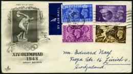 GROSSBRITANNIEN 237-40 BRIEF, 1948, Olympische Sommerspiele Auf FDC In Die Schweiz, Pracht - Oblitérés