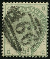 GROSSBRITANNIEN 78 O, 1884, 5 P. Dunkelgraugrün, Pracht, Mi. 160.- - Usados