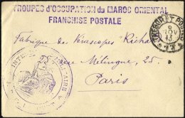 FRANZ.POST IN MAROKKO 1913, Feldpostbrief Mit Feldpost-Stempel Der Französischen Okkupationstruppen In Marokko, Pra - Autres & Non Classés