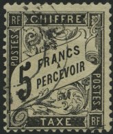 PORTOMARKEN P 23 O, 1882, 5 Fr. Schwarz, Pracht, R!, Gepr. Drahn, Mi. 1700.- - Timbres-taxe