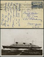 FRANKREICH 297 BRIEF, 1935, 1.50 Fr. Normandie Auf Ansichtskarte Nach New York Mit Stempel S/S NORMANDIE VOYAGE INAUGURA - Otros & Sin Clasificación