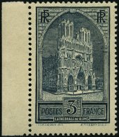 FRANKREICH 256I **, 1930, 3 Fr. Kathedrale Von Reims, Type I, Pracht, Mi. 120.- - Otros & Sin Clasificación