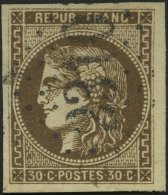 FRANKREICH 42a O, 1870, 30 C. Braun, Nummernstempel 2310, Kabinett, Mi. (260.-) - Otros & Sin Clasificación