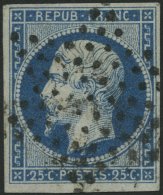 FRANKREICH 9a O, 1852, 25 C. Blau, Zentrischer Sternstempel, Kabinett, Gepr. Drahn - Otros & Sin Clasificación