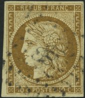FRANKREICH 1a O, 1850, 10 C. Gelbbraun, Breitrandig, Pracht, Mi. 400.- - Autres & Non Classés