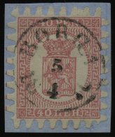 FINNLAND 9Cx BrfStk, 1866, 40 P. Rosakarmin, Zentrischer K1 BORGA, Alle Zungen, Kabinettbriefstück - Otros & Sin Clasificación