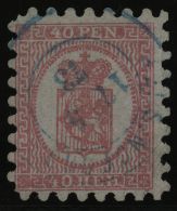 FINNLAND 9Az O, 1872, 40 C. Rosakarmin Auf Geripptem Blaßrosa Papier, Blauer K2 HELSINGFORS, Alle Zungen, Pracht - Altri & Non Classificati