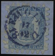 FINNLAND 8C BrfStk, 1866, 20 P. Blau, Zentrischer Blauer K1 EWOIS, 3 Kurze Zungen Sonst Prachtbriefstück - Autres & Non Classés