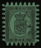 FINNLAND 6Cx O, 1867, 8 P. Schwarz Auf Grün, Alle Zungen, Pracht - Other & Unclassified