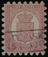 FINNLAND 4A O, 1860, 10 K. Rosakarmin Auf Rosa, R2 JYVÄSKYLÄ, Alle Zungen, Pracht - Autres & Non Classés